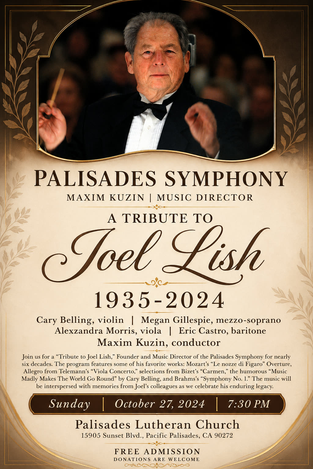 A Tribute to Joel Lish · Palisades Symphony